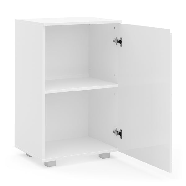 Kommode AVILA 1 Tür 50 x 80 cm Hochglanz weiss