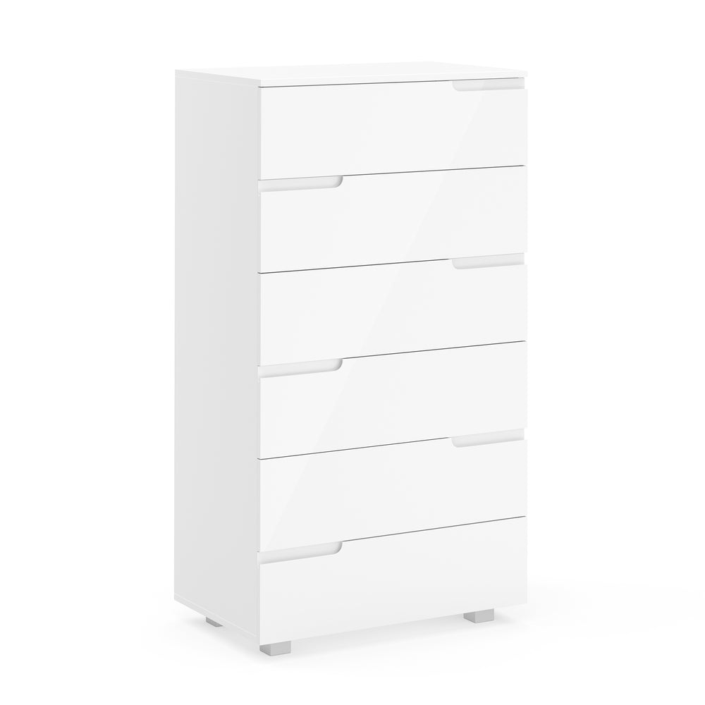Kommode AVILA 6 Schubladen 65 x 119 cm Hochglanz weiss