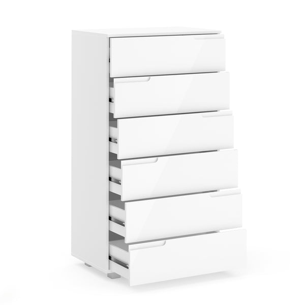 Kommode AVILA 6 Schubladen 65 x 119 cm Hochglanz weiss