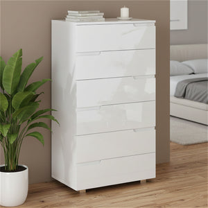 Kommode AVILA 6 Schubladen 65 x 119 cm Hochglanz weiss
