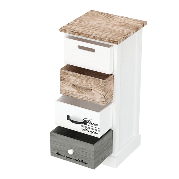 Kommode HALDEN 4 Schubladen 28 x 63 x 27 cm weiss/natur