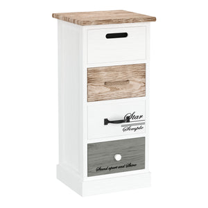 Kommode HALDEN 4 Schubladen 28 x 63 x 27 cm weiss/natur
