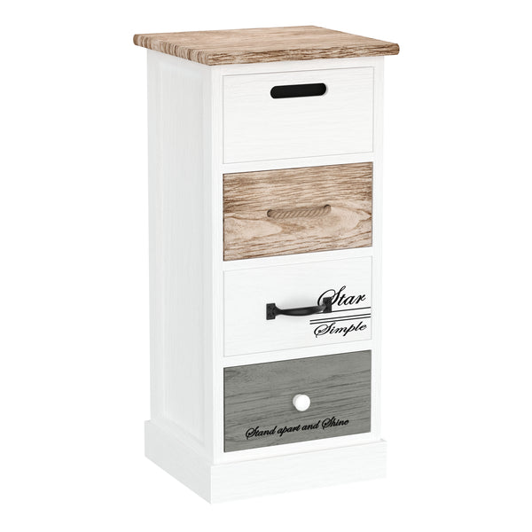Kommode HALDEN 4 Schubladen 28 x 63 x 27 cm weiss/natur