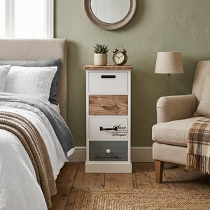 Kommode HALDEN 4 Schubladen 28 x 63 x 27 cm weiss/natur