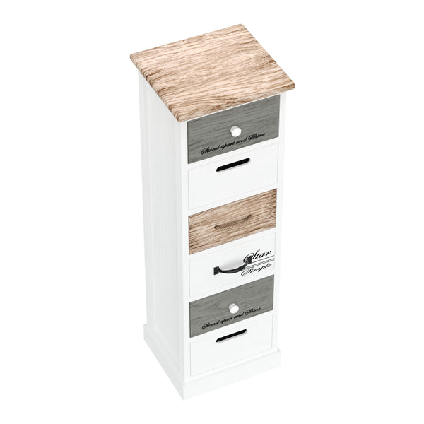 Kommode HALDEN 6 Schubladen 28 x 91 x 25 cm weiss/natur