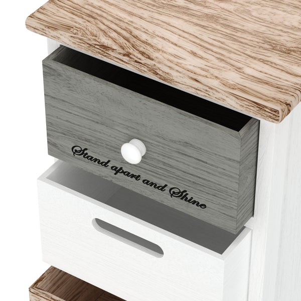 Kommode HALDEN 6 Schubladen 28 x 91 x 25 cm weiss/natur