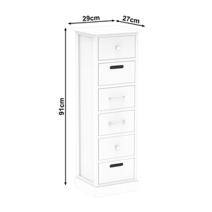 Kommode HALDEN 6 Schubladen 28 x 91 x 25 cm weiss/natur