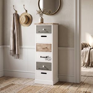Kommode HALDEN 6 Schubladen 28 x 91 x 25 cm weiss/natur