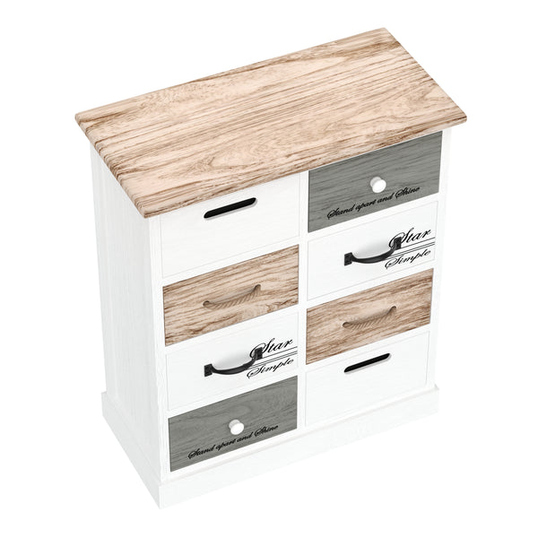 Kommode HALDEN 8 Schubladen 54 x 64 cm weiss/natur