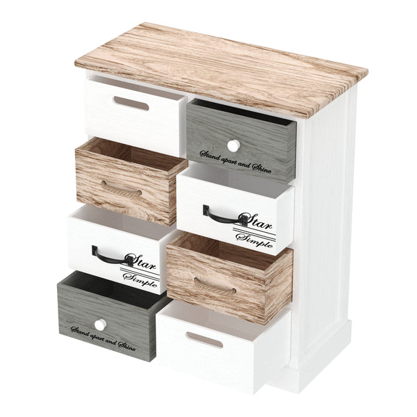 Kommode HALDEN 8 Schubladen 54 x 64 cm weiss/natur