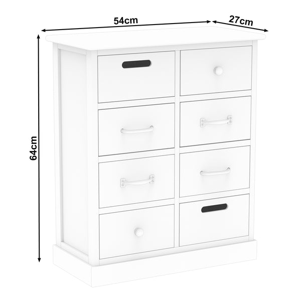 Kommode HALDEN 8 Schubladen 54 x 64 cm weiss/natur
