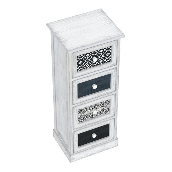 Kommode HOMESTEAD 4 Schubladen 30 x 25 x 76 cm weiss/grau