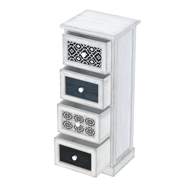 Kommode HOMESTEAD 4 Schubladen 30 x 25 x 76 cm weiss/grau