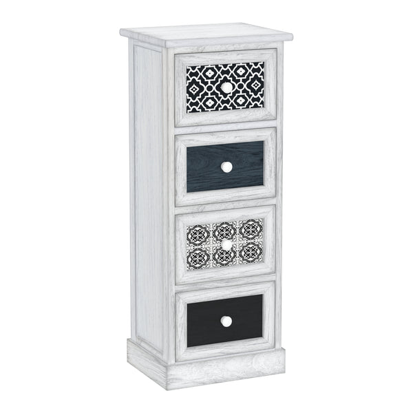 Kommode HOMESTEAD 4 Schubladen 30 x 25 x 76 cm weiss/grau
