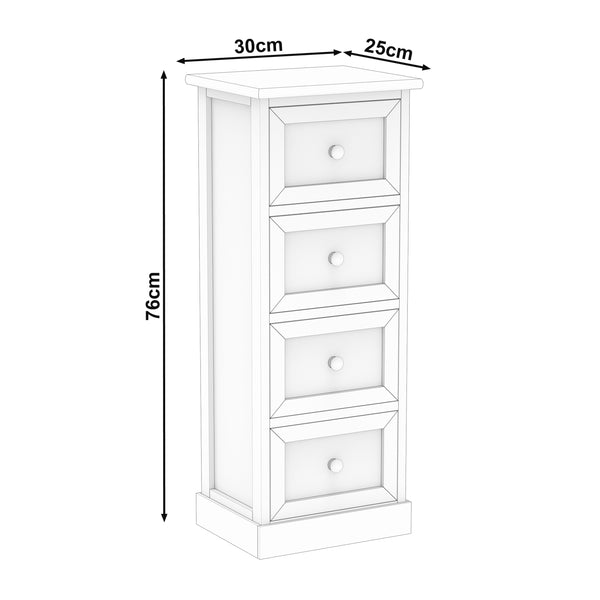 Kommode HOMESTEAD 4 Schubladen 30 x 25 x 76 cm weiss/grau
