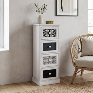 Kommode HOMESTEAD 4 Schubladen 30 x 25 x 76 cm weiss/grau