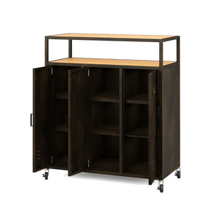Kommode auf Rollen Industrial FORGE 85 x 98 cm schwarz/braun