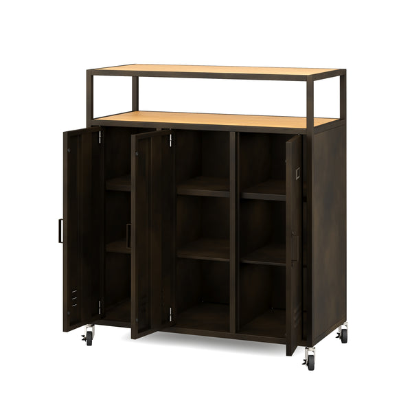 Kommode auf Rollen Industrial FORGE 85 x 98 cm schwarz/braun