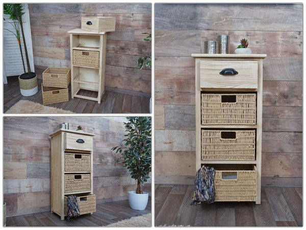 Kommode JAM-K84 mit Körben Holz FSC Körbe hellbraun
