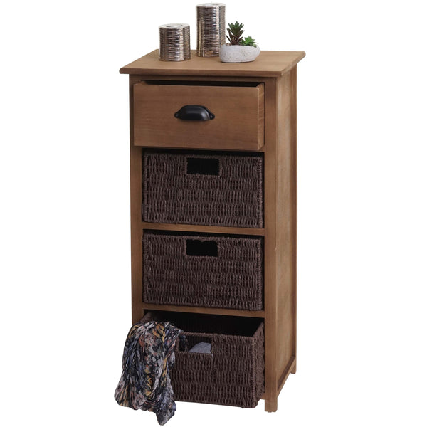 Kommode JAM-K84 mit Körben Holz FSC natur Körbe dunkelbraun