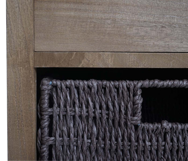 Kommode JAM-K84 mit Körben Holz FSC natur Körbe dunkelbraun
