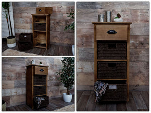 Kommode JAM-K84 mit Körben Holz FSC natur Körbe dunkelbraun