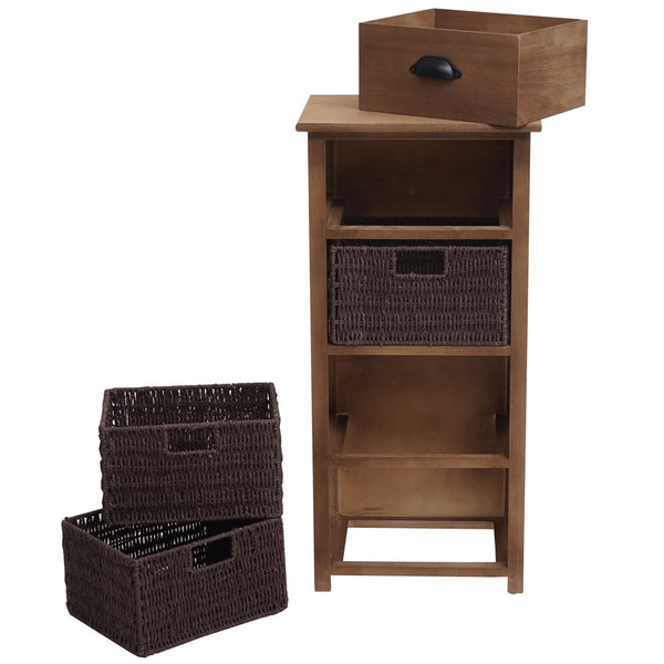 Kommode JAM-K84 mit Körben Holz FSC natur Körbe dunkelbraun