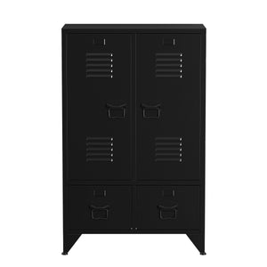 Kommode Metall ANTEY 2 Türen 2 Schubladen 67 x 107 cm schwarz