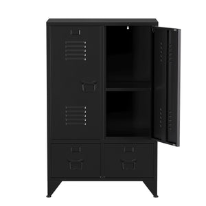 Kommode Metall ANTEY 2 Türen 2 Schubladen 67 x 107 cm schwarz