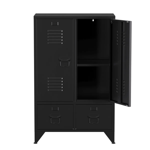 Kommode Metall ANTEY 2 Türen 2 Schubladen 67 x 107 cm schwarz