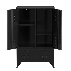 Kommode Metall ANTEY 2 Türen 2 Schubladen 67 x 107 cm schwarz