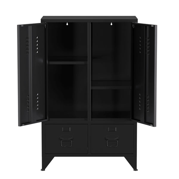 Kommode Metall ANTEY 2 Türen 2 Schubladen 67 x 107 cm schwarz