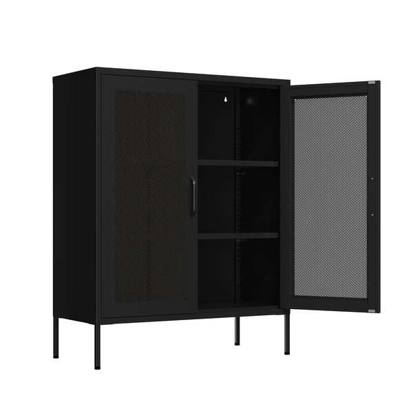 Kommode Metall BRANDO 80 x 101 cm schwarz