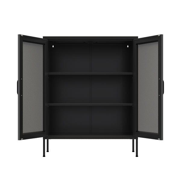 Kommode Metall BRANDO 80 x 101 cm schwarz