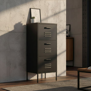 Kommode Metall KLAUS 3 Schubladen 42 x 101 cm schwarz