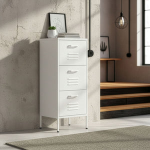 Kommode Metall KLAUS 3 Schubladen 42 x 101 cm weiss