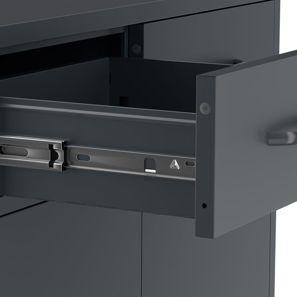 Kommode Metall KLAUS 2 Schubladen 2 Türen 80 x 101 cm anthrazit