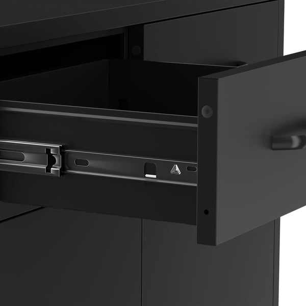 Kommode Metall KLAUS 2 Schubladen 2 Türen 80 x 101 cm schwarz