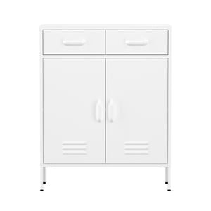 Kommode Metall KLAUS 2 Schubladen 2 Türen 80 x 101 cm weiss