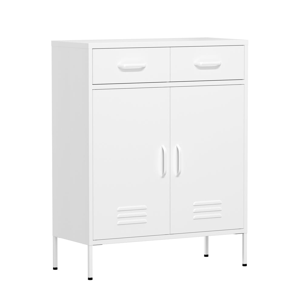 Cassettiera in metallo KLAUS, 2 cassetti, 2 ante, 80 x 101 cm, bianco