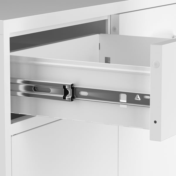 Kommode Metall KLAUS 2 Schubladen 2 Türen 80 x 101 cm weiss