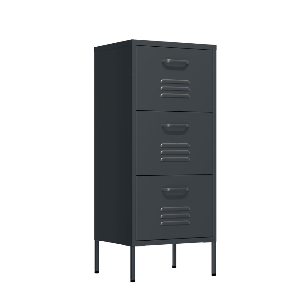 Metal chest of drawers KLAUS with 3 drawers, 42 x 101 cm, anthracite