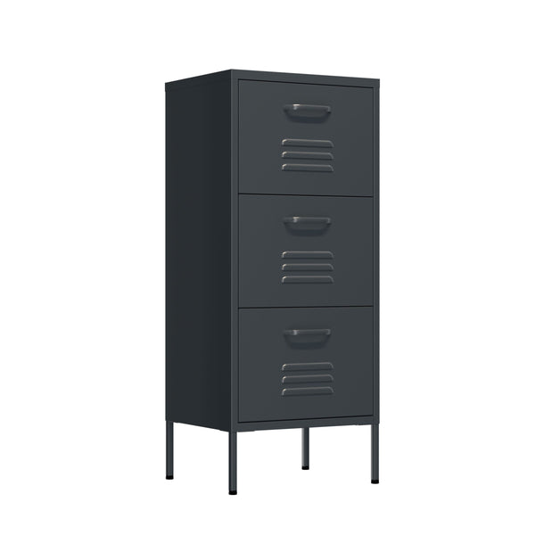 Kommode Metall KLAUS 3 Schubladen 42 x 101 cm anthrazit