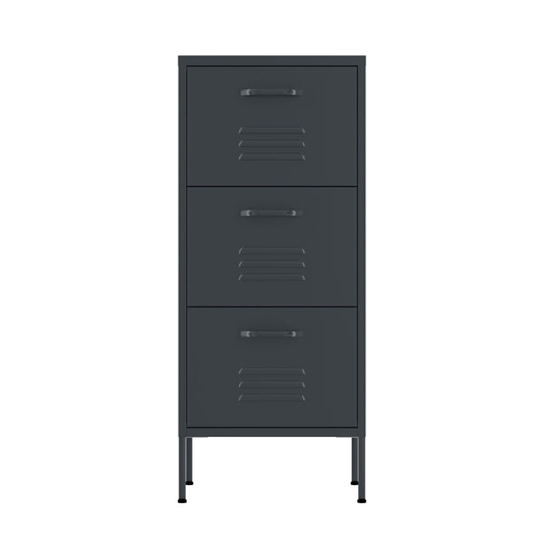 Kommode Metall KLAUS 3 Schubladen 42 x 101 cm anthrazit