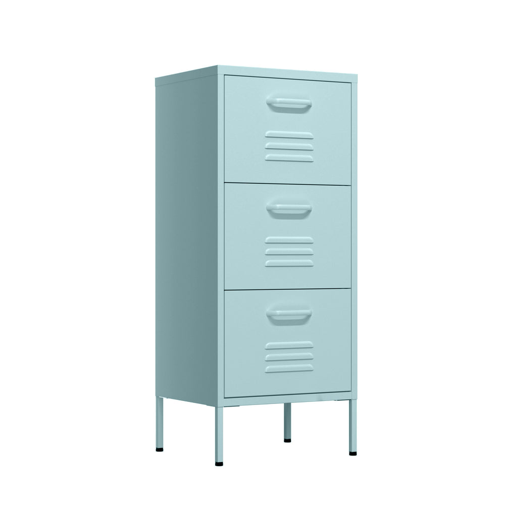 Metal chest of drawers KLAUS with 3 drawers, 42 x 101 cm, mint