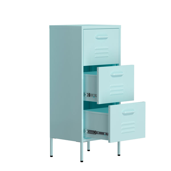 Kommode Metall KLAUS 3 Schubladen 42 x 101 cm mint