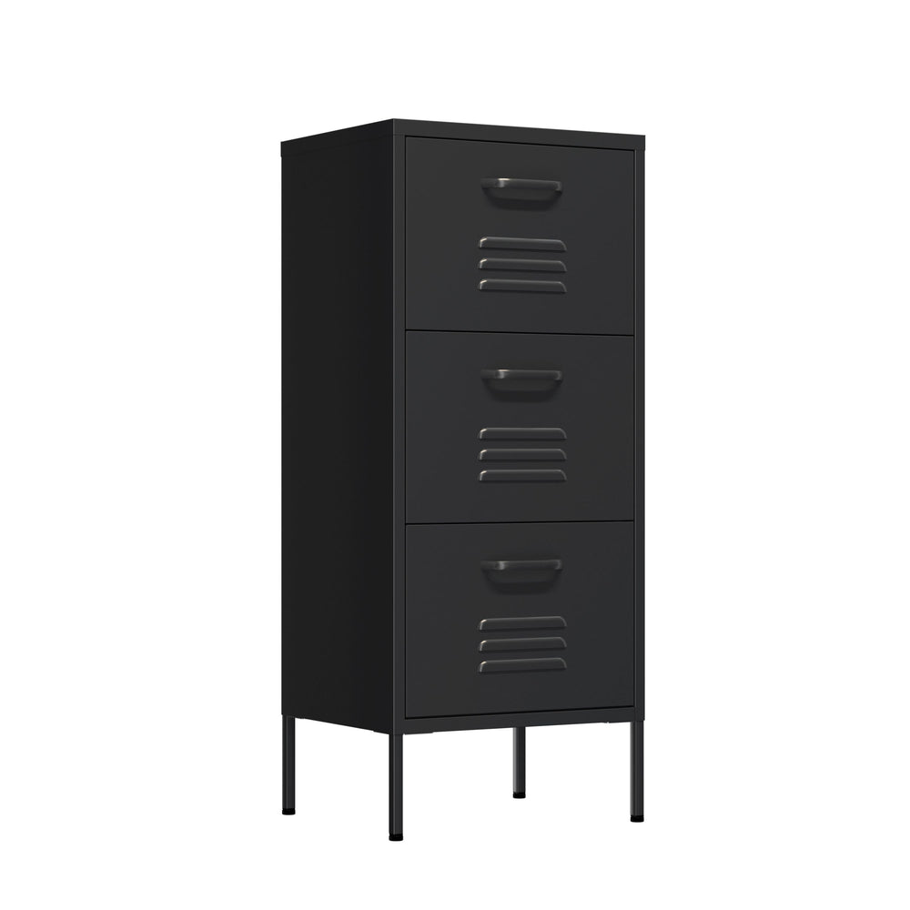 Metal chest of drawers KLAUS with 3 drawers, 42 x 101 cm, black