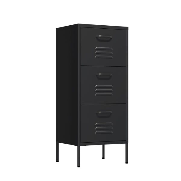 Kommode Metall KLAUS 3 Schubladen 42 x 101 cm schwarz