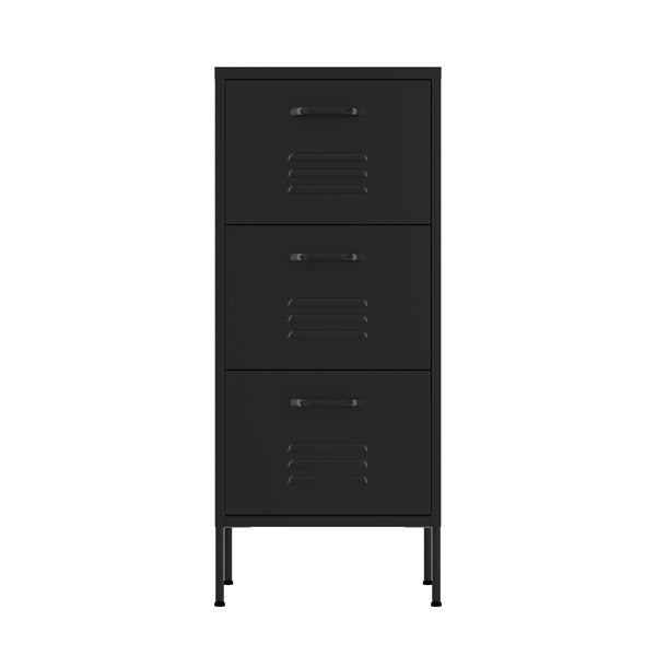 Kommode Metall KLAUS 3 Schubladen 42 x 101 cm schwarz