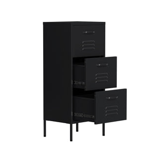 Kommode Metall KLAUS 3 Schubladen 42 x 101 cm schwarz